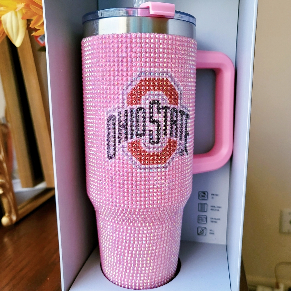 NCAA Ohio State Buckeyes Pink 46oz. Bling Colossal Tumbler NWT